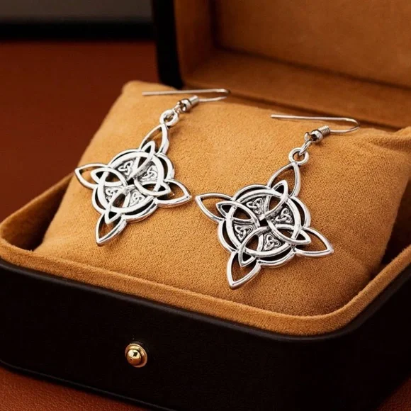 Any 4/$25! Silver Celtic Drop Earrings - Picture 2 of 7